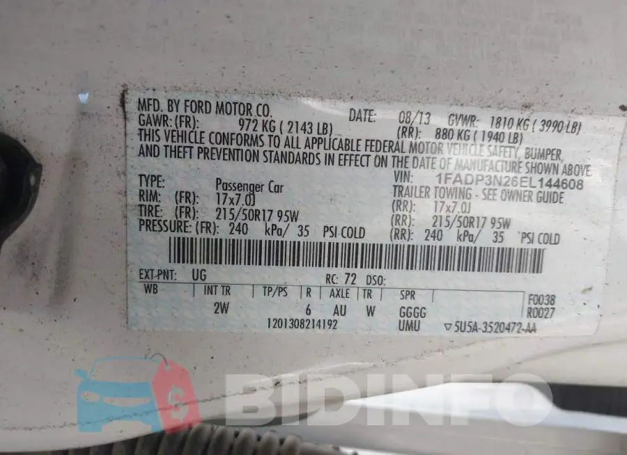 1FADP3N26EL144608 Photo# 9