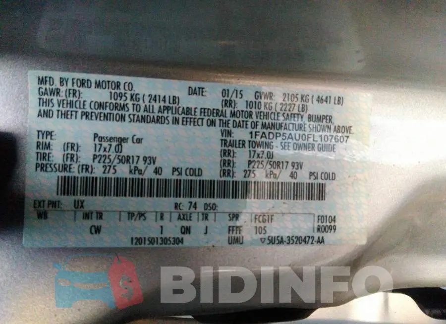 1FADP5AU0FL107607 Photo# 9