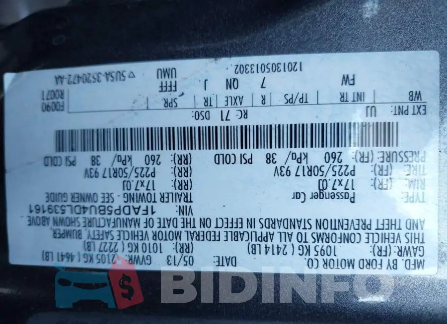 1FADP5BU4DL539161 Photo# 9