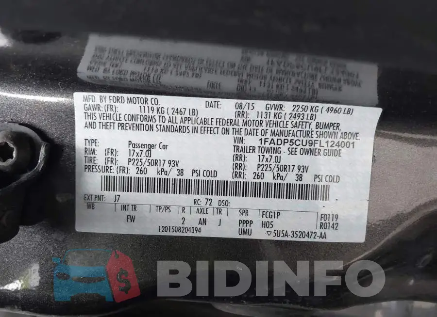 1FADP5CU9FL124001 Photo# 9