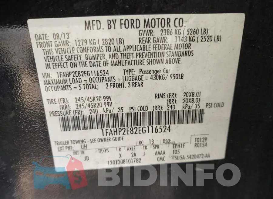 1FAHP2E82EG116524 Photo# 9