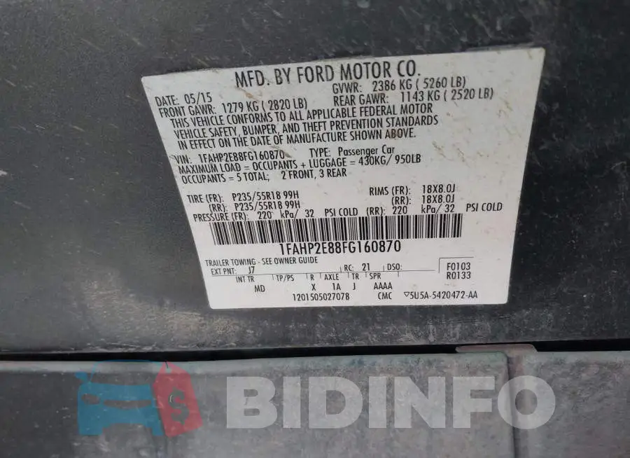 1FAHP2E88FG160870 Photo# 9