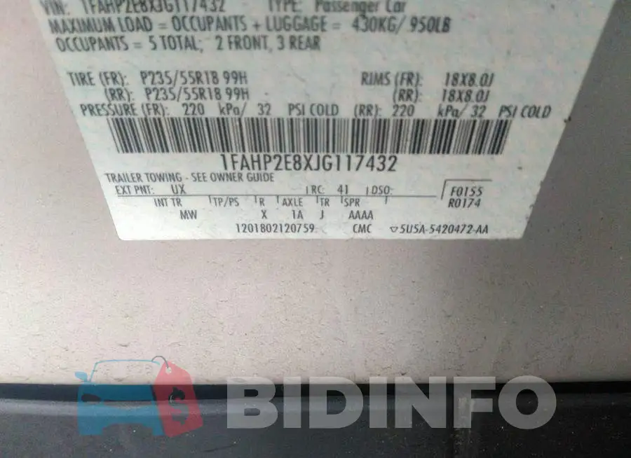 1FAHP2E8XJG117432 Photo# 9