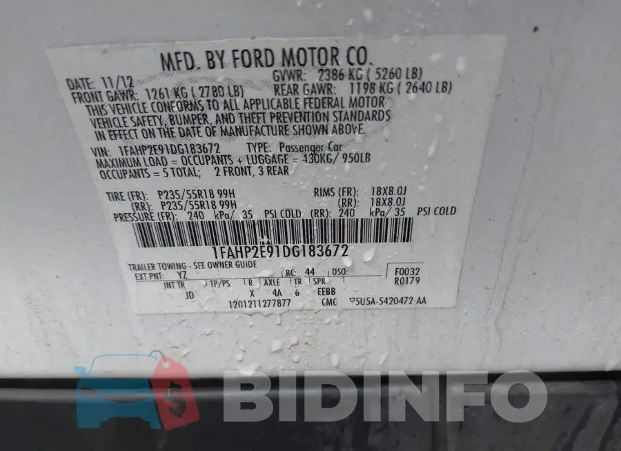 1FAHP2E91DG183672 Photo# 9