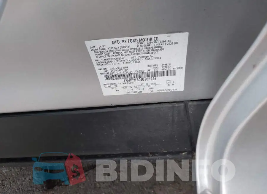 1FAHP2F80JG103246 Photo# 9