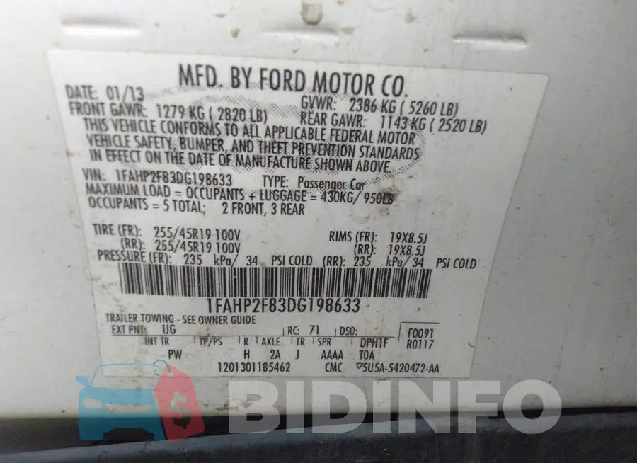 1FAHP2F83DG198633 Photo# 9