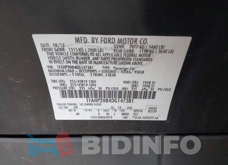 1FAHP2H84DG147381 Photo# 9