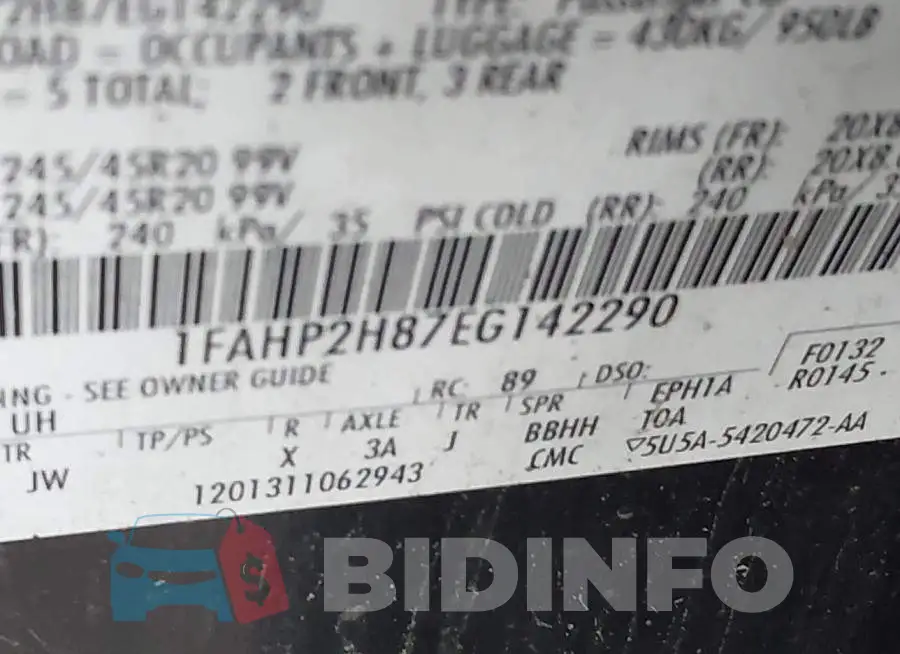 1FAHP2H87EG142290 Photo# 9