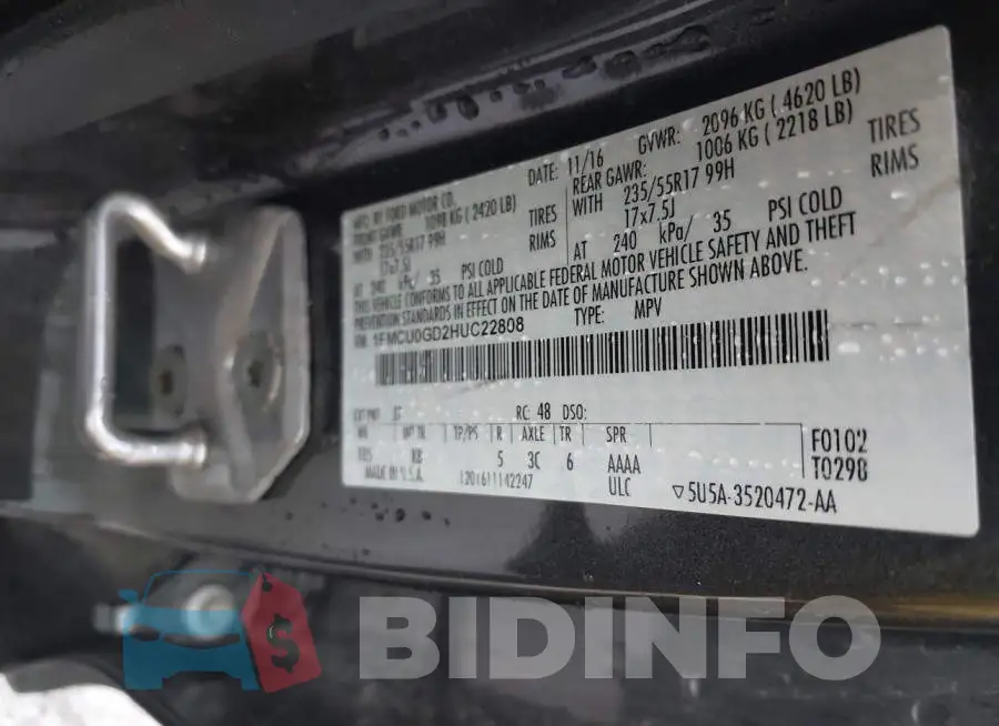 1FMCU0GD2HUC22808 Photo# 9