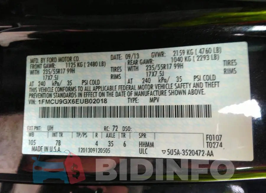1FMCU9GX6EUB02018 Photo# 9