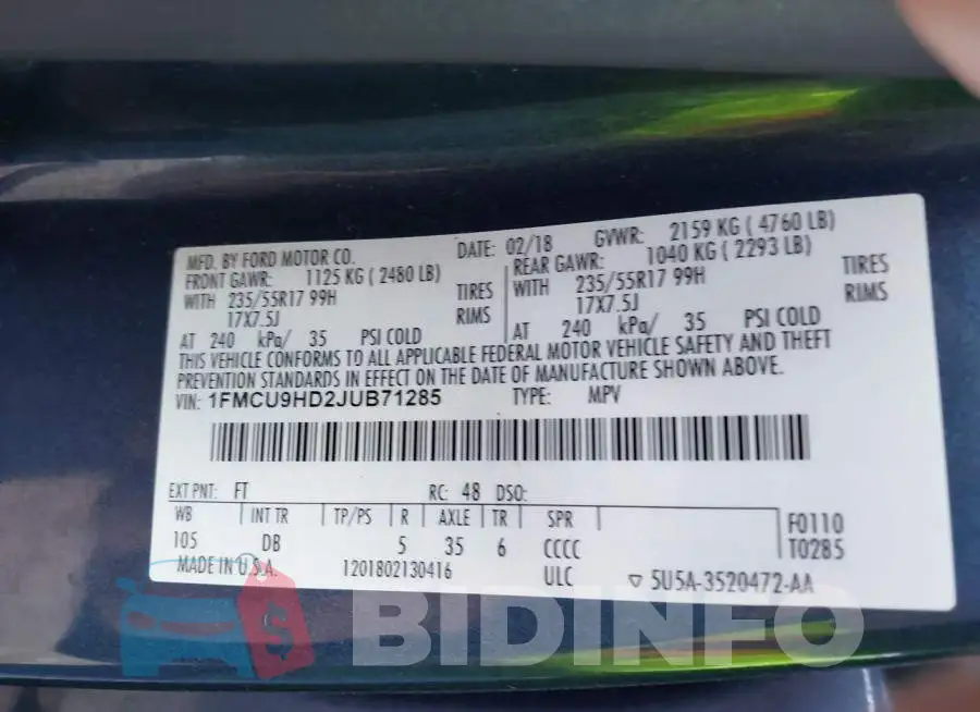 1FMCU9HD2JUB71285 Photo# 9
