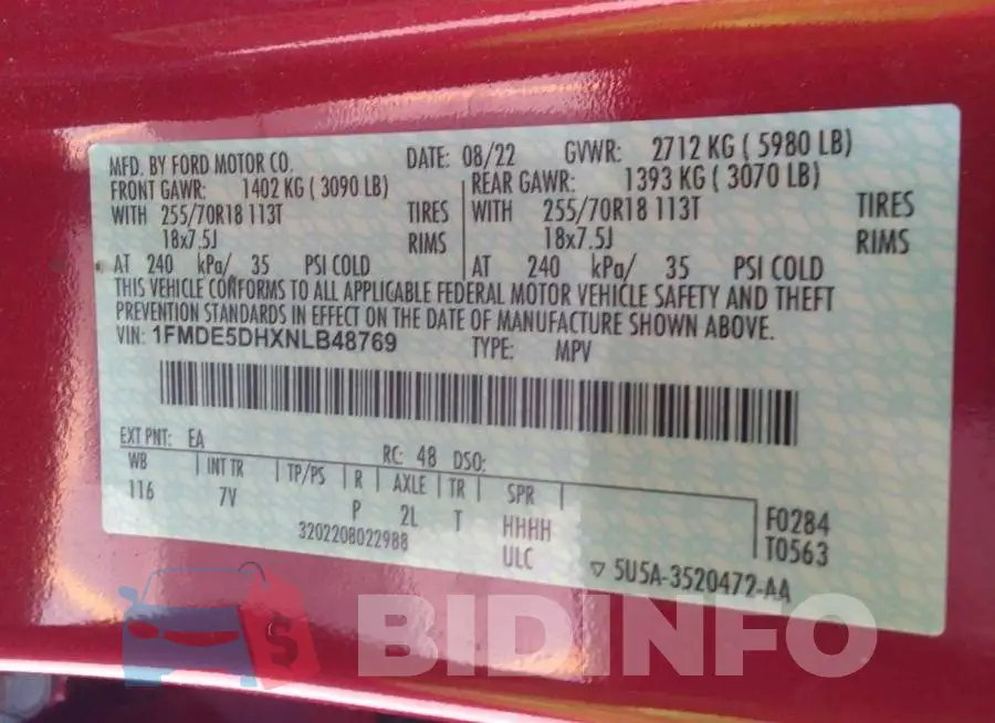 1FMDE5DHXNLB48769 Photo# 9