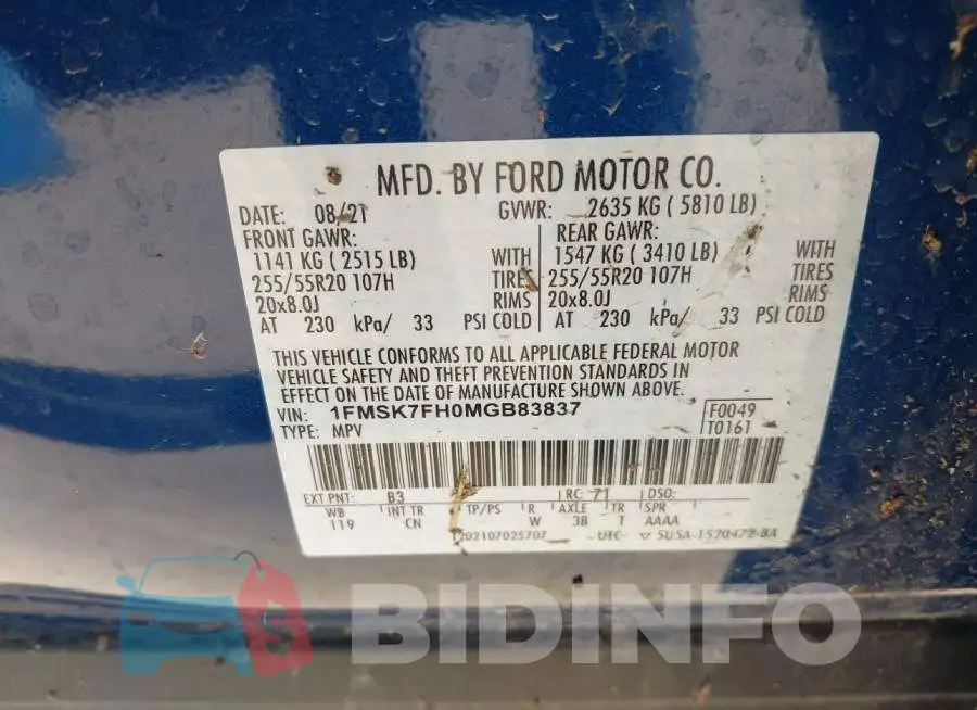 1FMSK7FH0MGB83837 Photo# 9