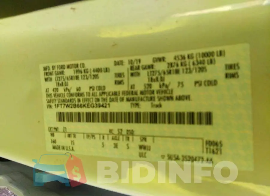 1FT7W2B66KEG39421 Photo# 9