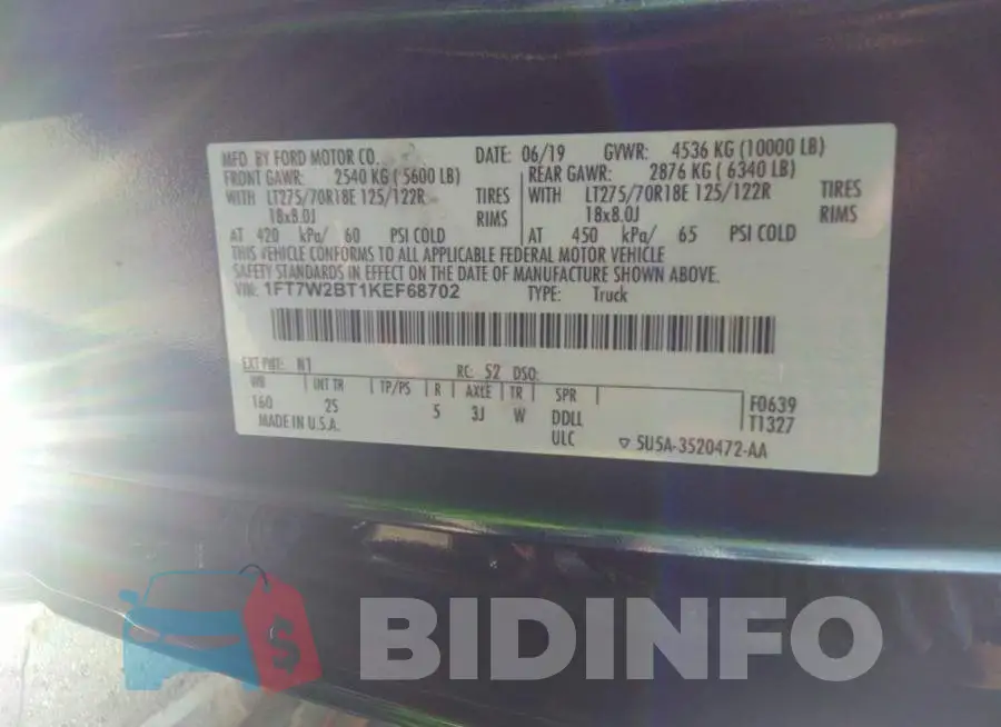 1FT7W2BT1KEF68702 Photo# 9