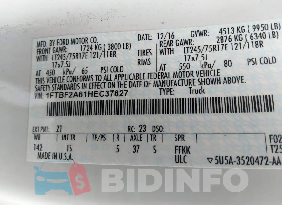 1FTBF2A61HEC37827 Photo# 9
