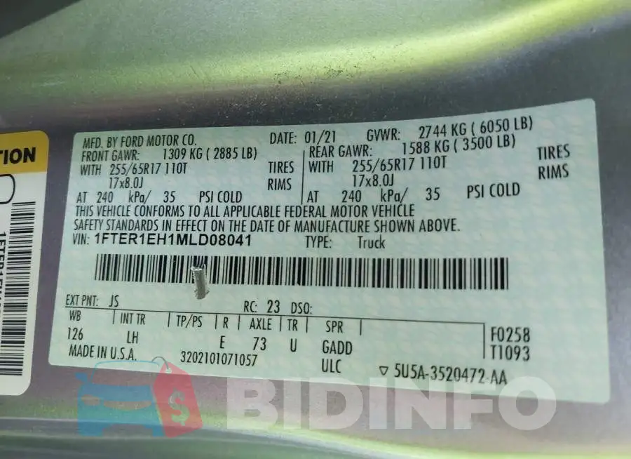 1FTER1EH1MLD08041 Photo# 9