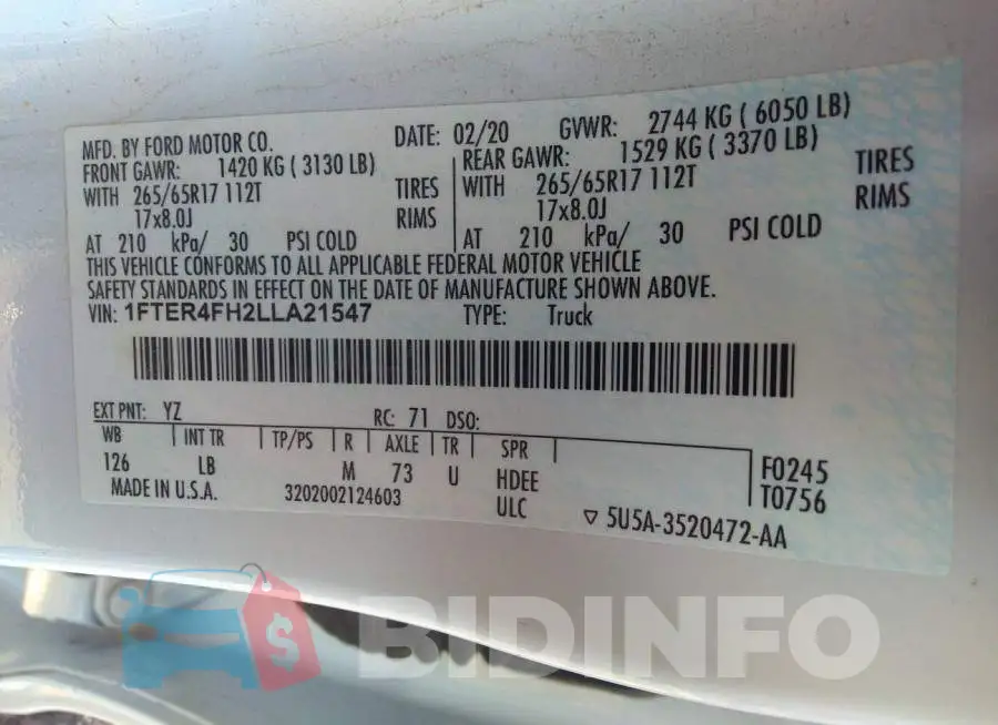 1FTER4FH2LLA21547 Photo# 9