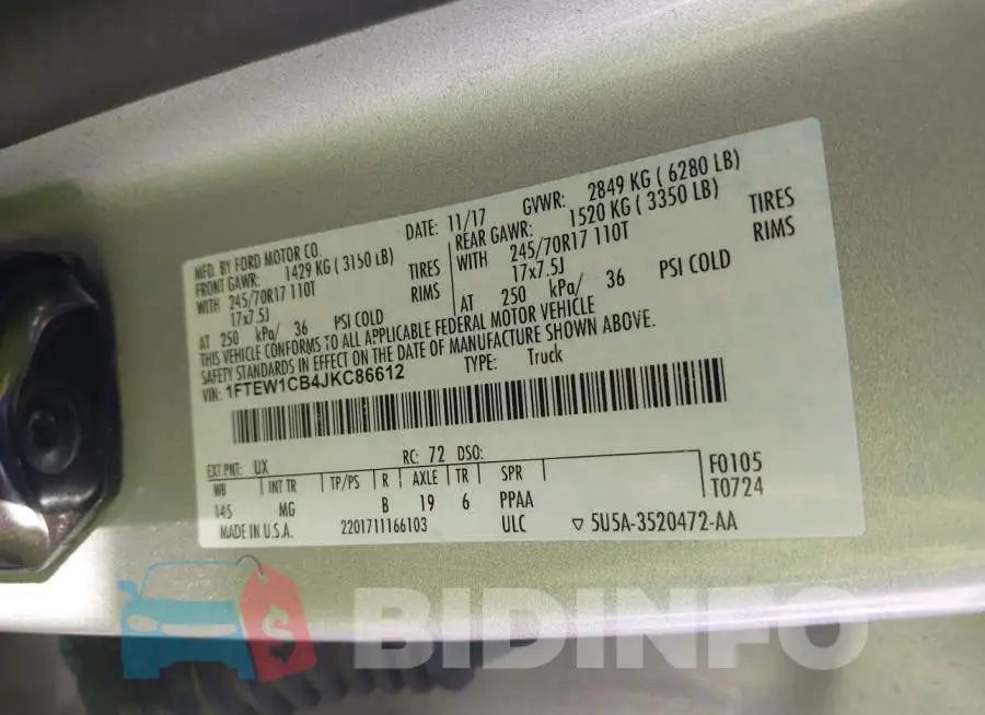 1FTEW1CB4JKC86612 Photo# 9