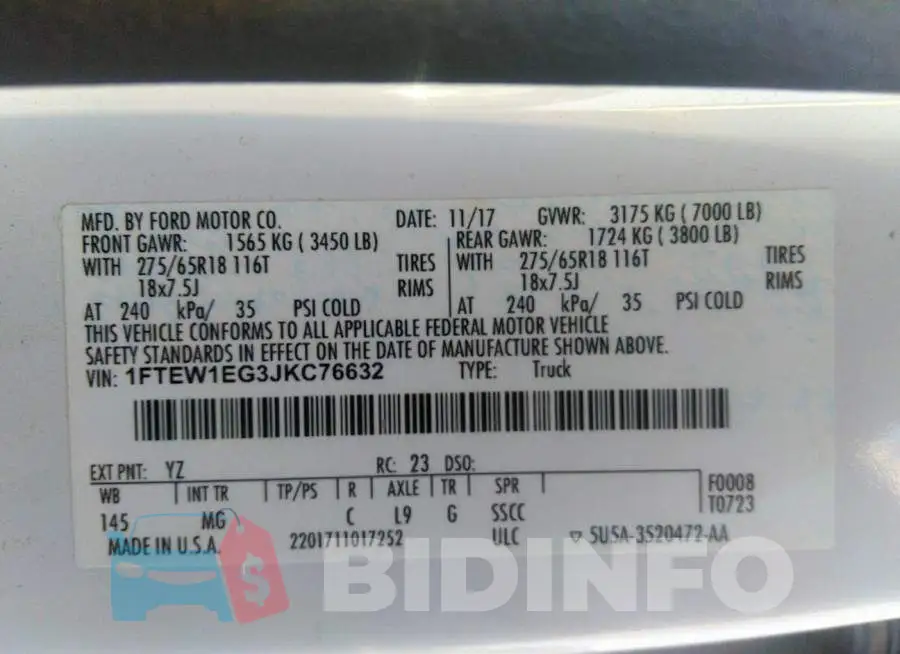 1FTEW1EG3JKC76632 Photo# 9