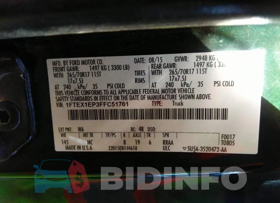 1FTEX1EP3FFC51761 Photo# 9