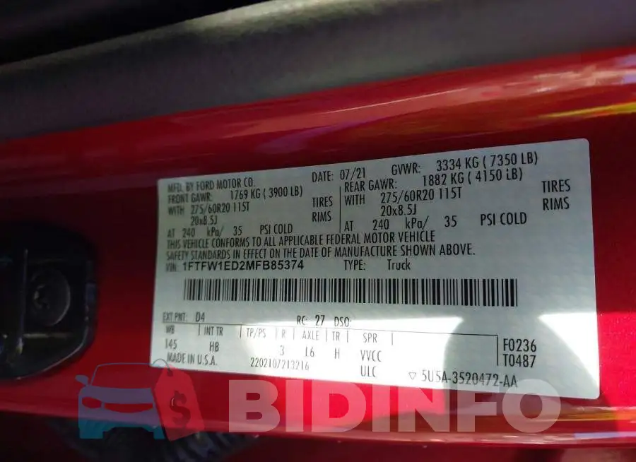 1FTFW1ED2MFB85374 Photo# 9