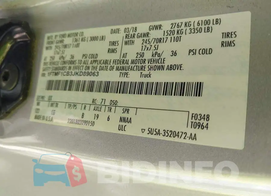 1FTMF1CB3JKD89063 Photo# 9