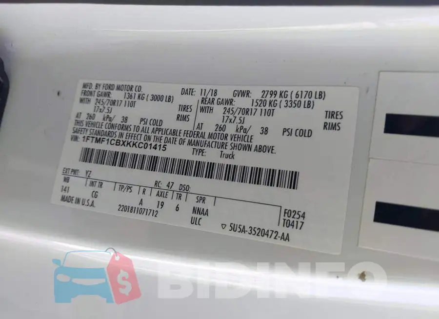 1FTMF1CBXKKC01415 Photo# 9