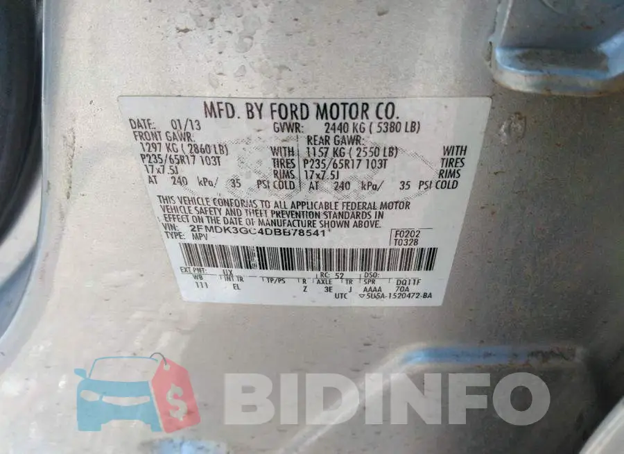 2FMDK3GC4DBB78541 Photo# 9