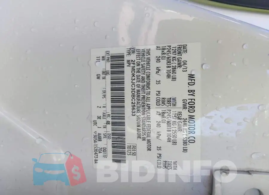 2FMDK3JC3DBC25633 Photo# 9