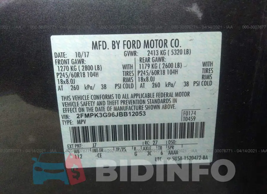 2FMPK3G96JBB12053 Photo# 9