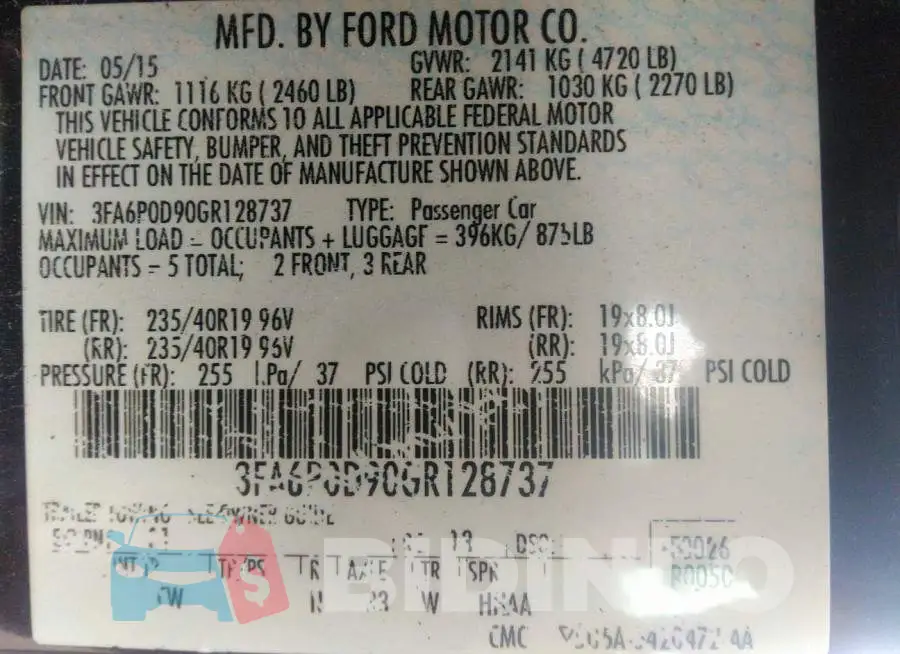 3FA6P0D90GR128737 Photo# 9