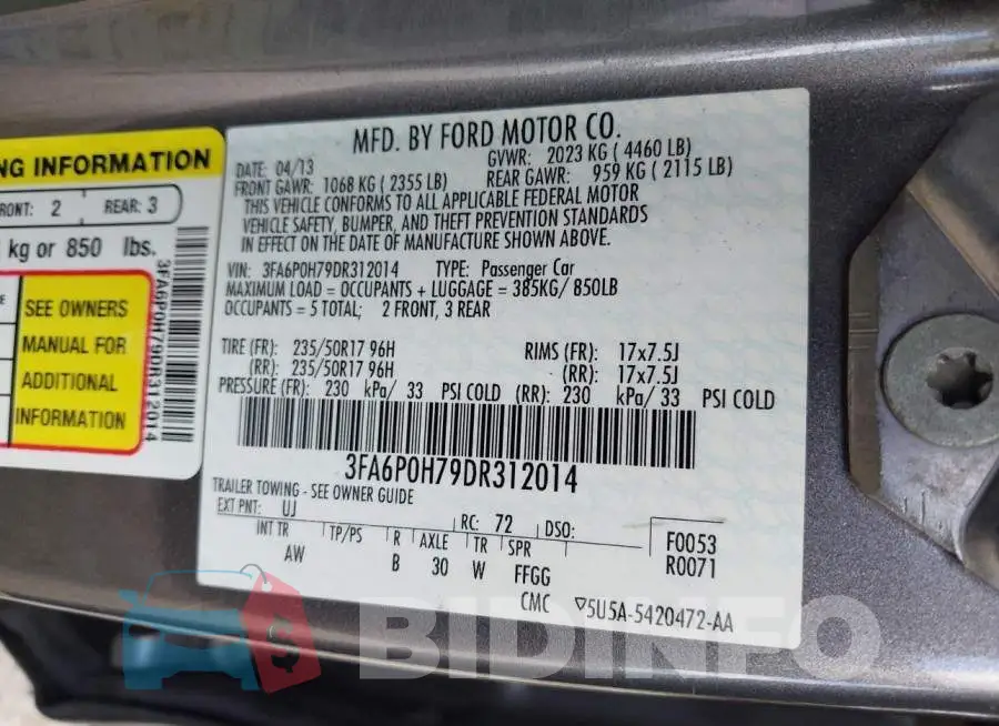 3FA6P0H79DR312014 Photo# 9