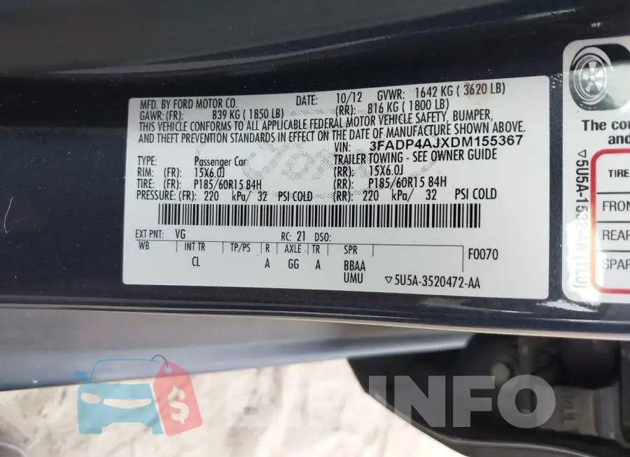 3FADP4AJXDM155367 Photo# 9