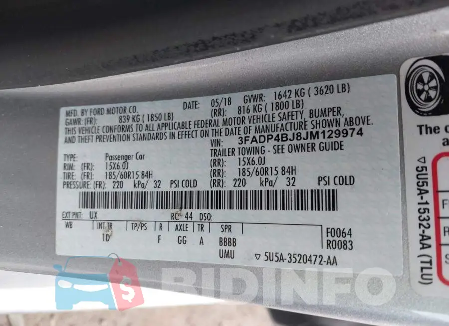 3FADP4BJ8JM129974 Photo# 9