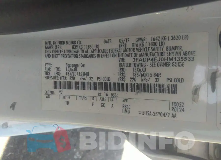 3FADP4EJ0HM135533 Photo# 9