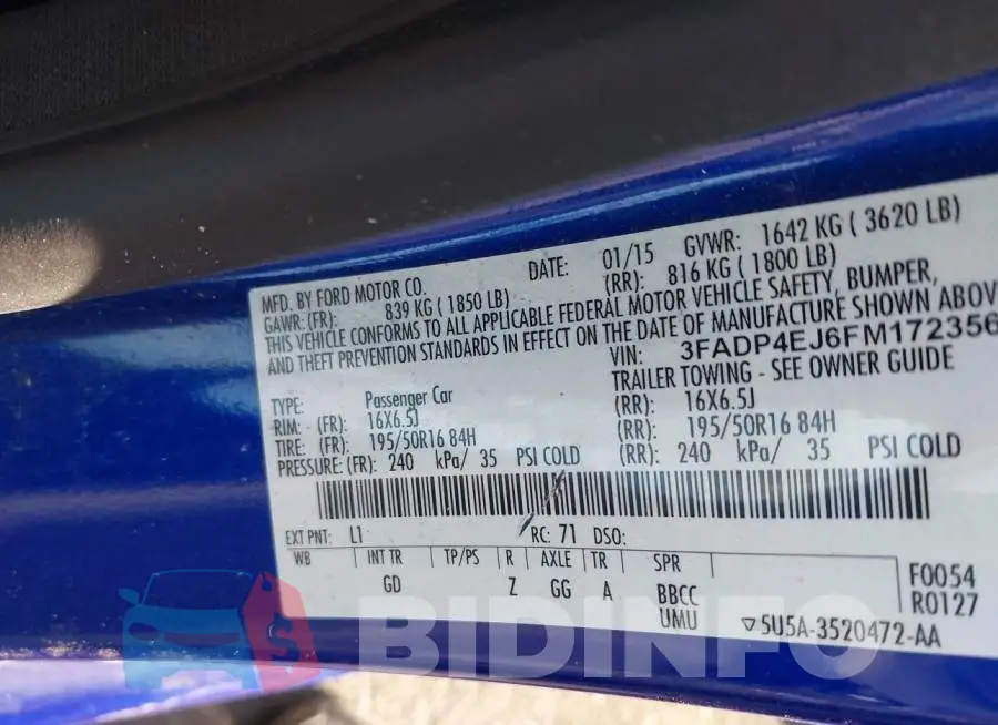 3FADP4EJ6FM172356 Photo# 9