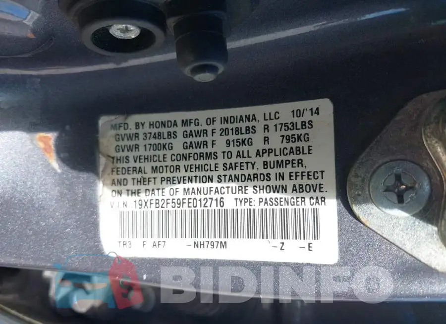 19XFB2F59FE012716 Photo# 9