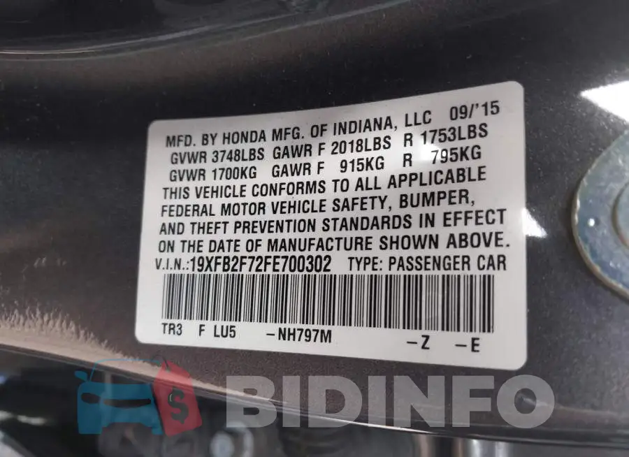 19XFB2F72FE700302 Photo# 9