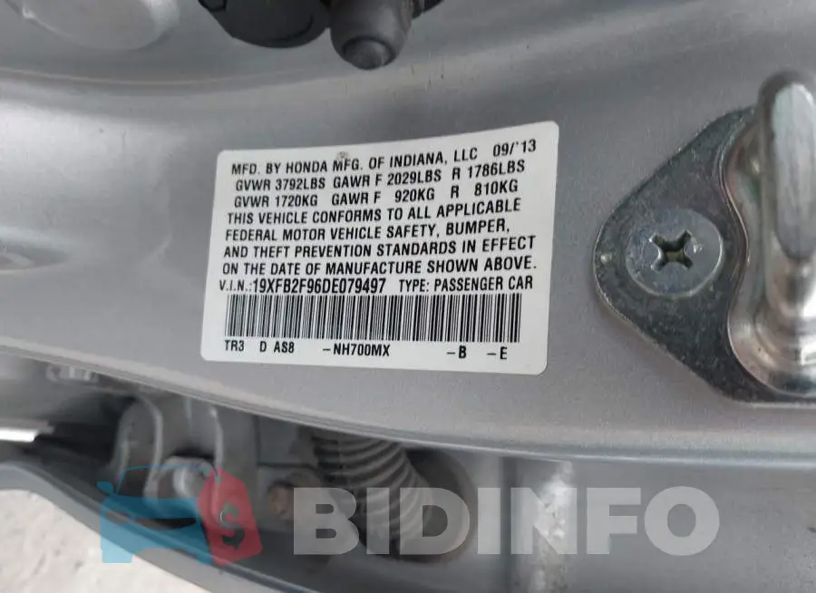 19XFB2F96DE079497 Photo# 9