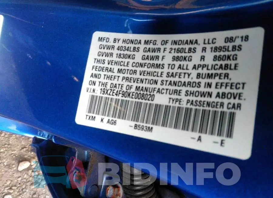 19XZE4F90KE008020 Photo# 9