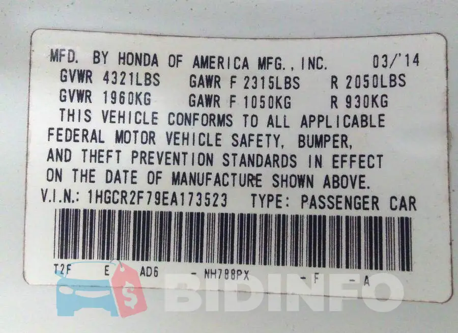 1HGCR2F79EA173523 Photo# 9
