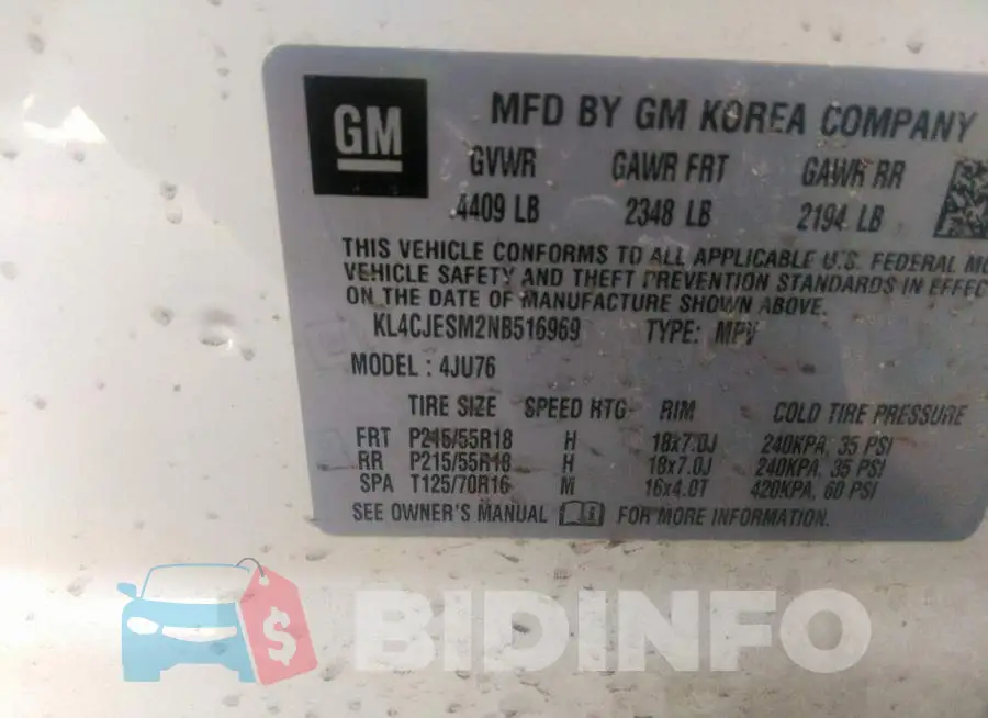KL4CJESM2NB516969 Photo# 9