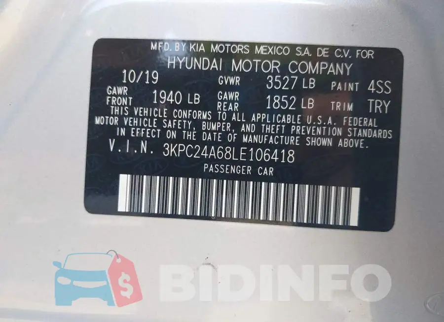 3KPC24A68LE106418 Photo# 9