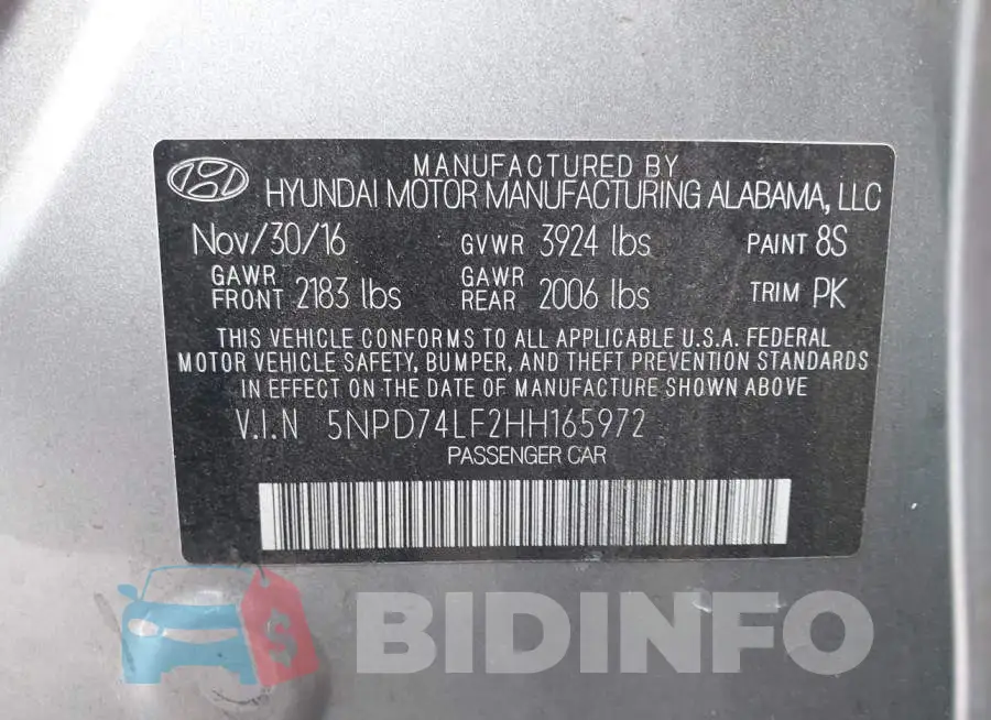 5NPD74LF2HH165972 Photo# 9