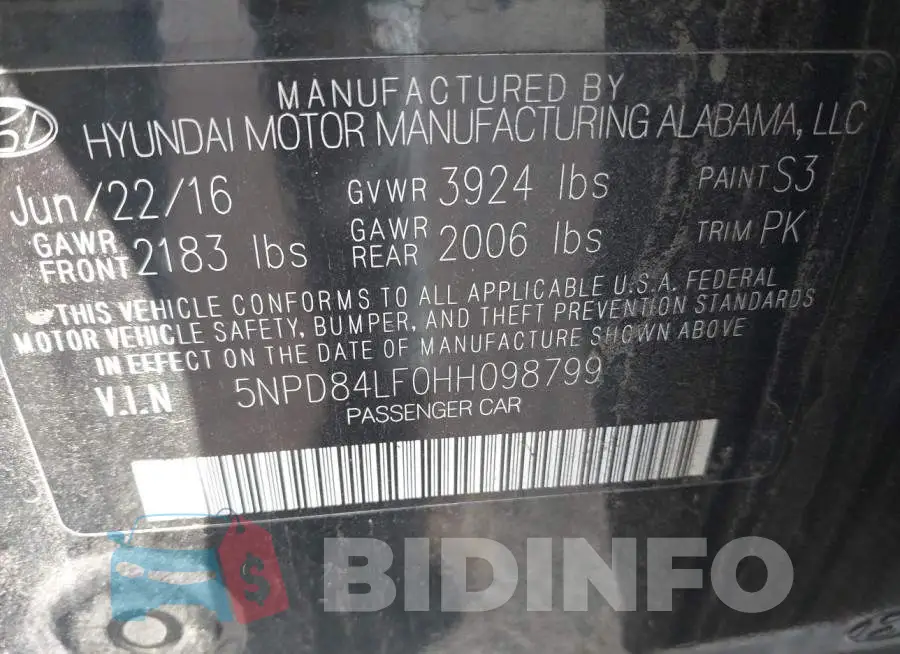 5NPD84LF0HH098799 Photo# 9