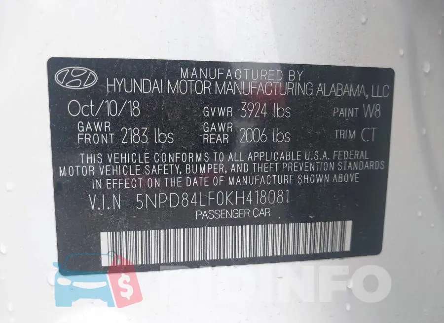 5NPD84LF0KH418081 Photo# 9
