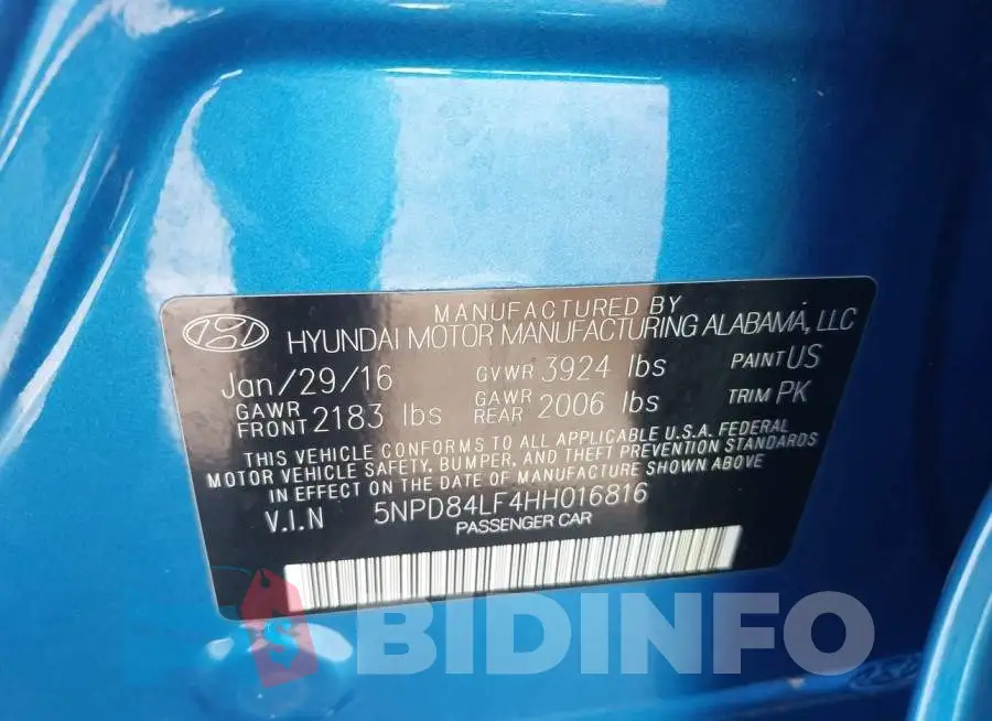 5NPD84LF4HH016816 Photo# 9