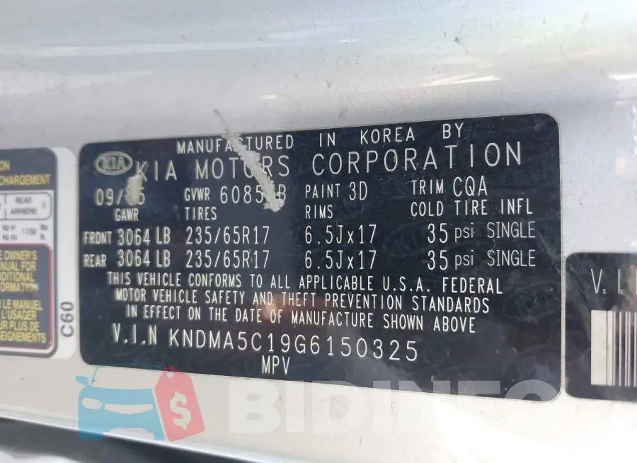 KNDMA5C19G6150325 Photo# 9