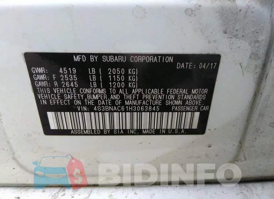 4S3BNAC61H3063845 Photo# 9
